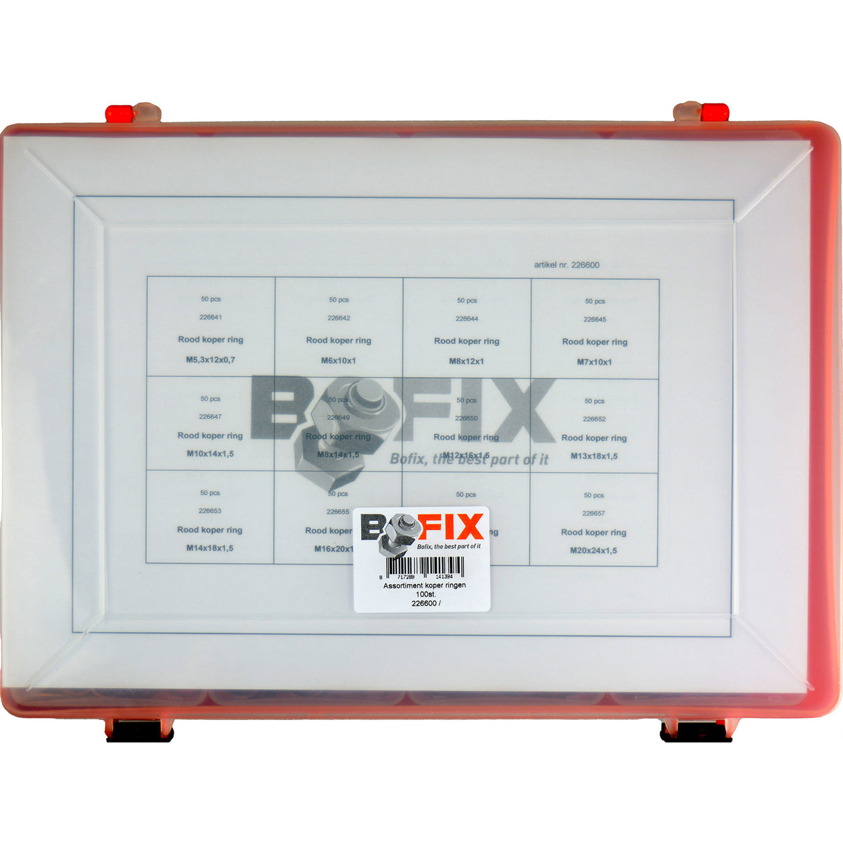 BOFIX 226600 BOX Range à 12 compartiments anneaux de cuivre rouge