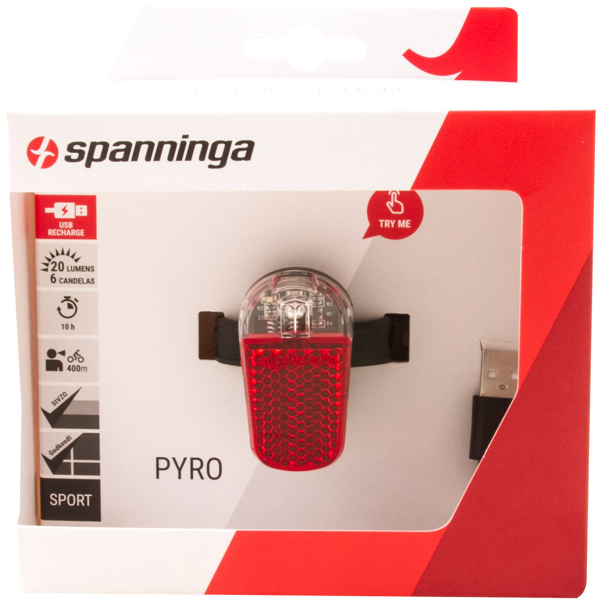 Luz trasera Pyro USB recargable