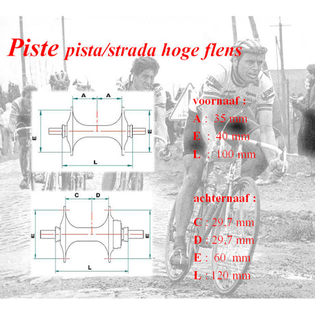 Miche Naafset Pista Strada V+A 36G m visoke fline flip flop zi.