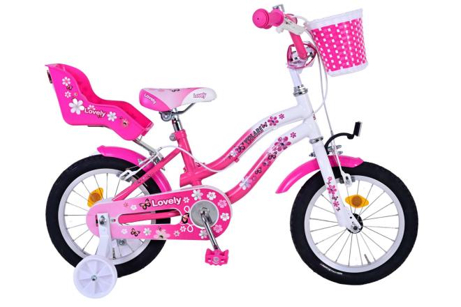 Volare les belles filles pour enfants de 14 pouces de freins à deux mains blancs roses