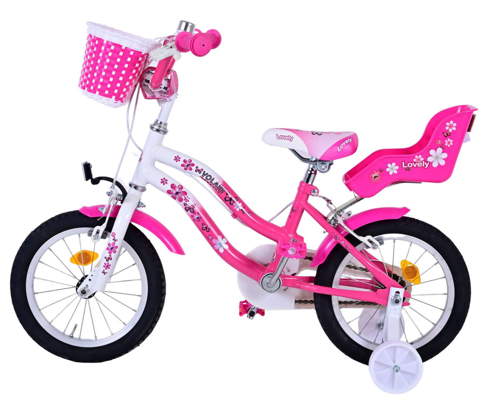 Volare les belles filles pour enfants de 14 pouces de freins à deux mains blancs roses