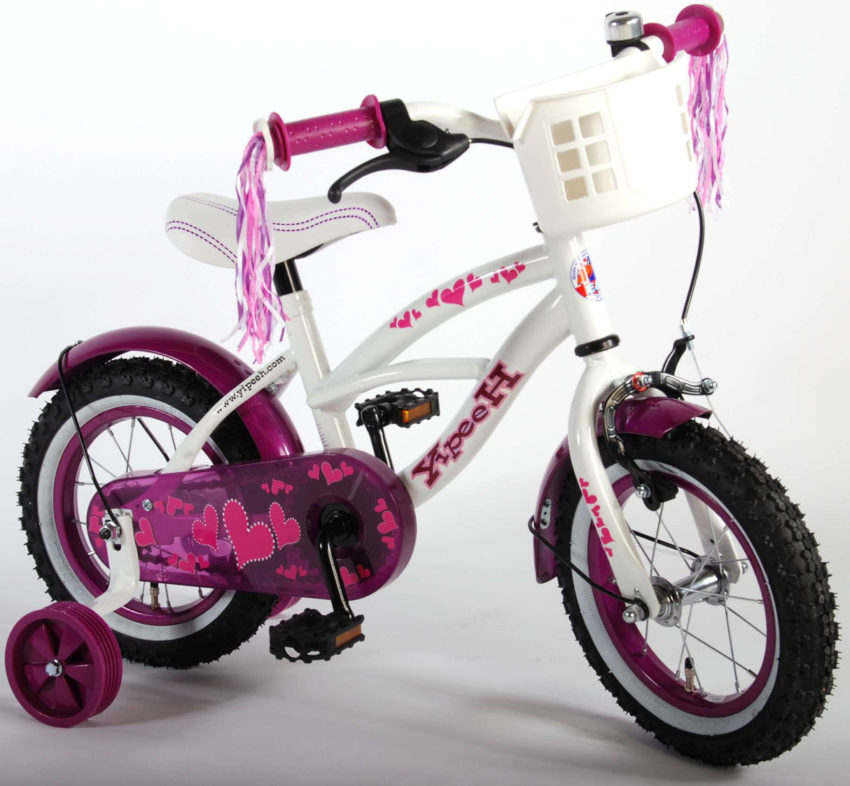 Volare Heart Cruiser Children's Bike - Girls - 12 pouces - Purple blanc