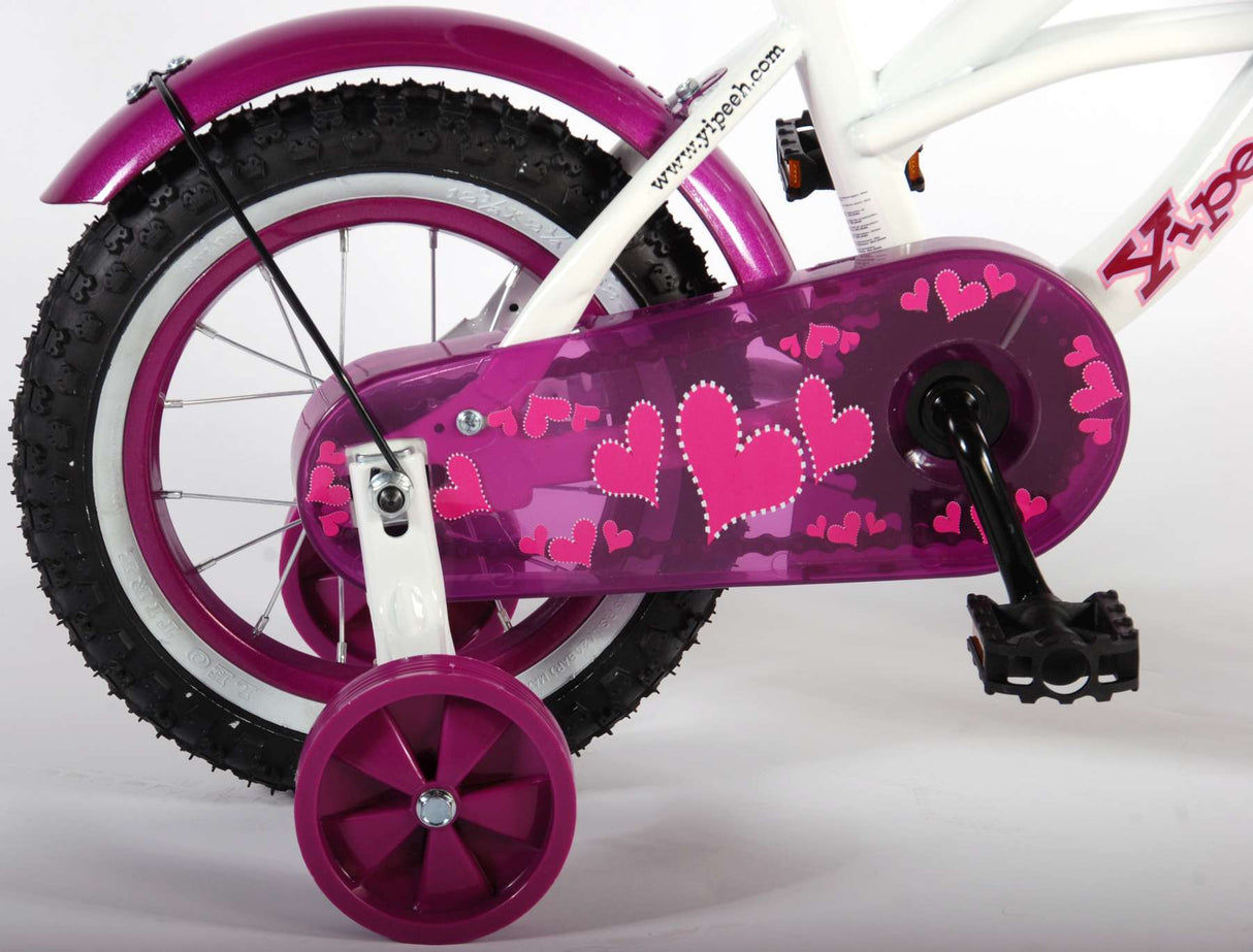 Volare Heart Cruiser Children's Bike - Girls - 12 pouces - Purple blanc