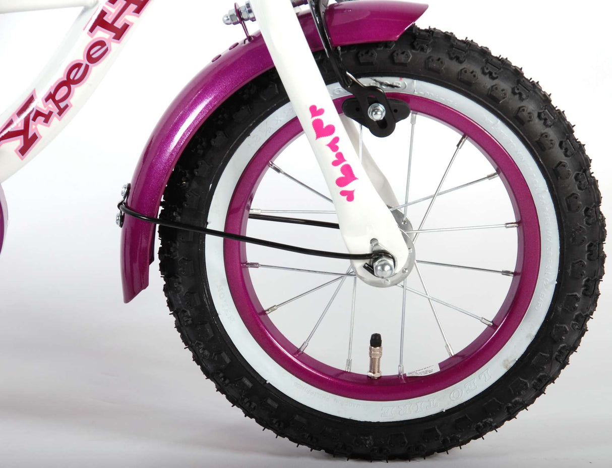 Volare Heart Cruiser Children's Bike - Girls - 12 pouces - Purple blanc