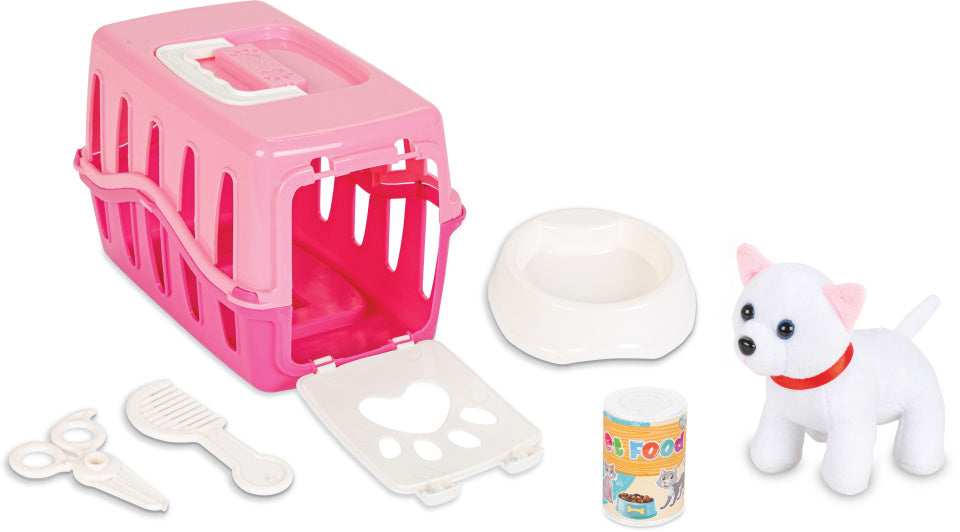 Pilsan Cat câlin avec un ensemble de soins panier de voyage rose blanc