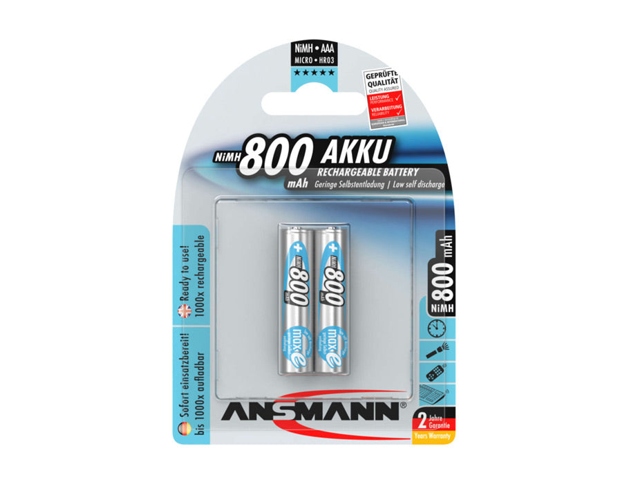 Baterie Ansmann Nimh Akumentalne Micro AAA 800 MAH 2 sztuki