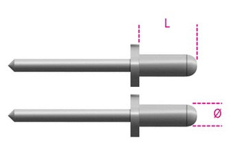 Beta 1741RV de aluminio ciego espigas de uñas 3.2k (p 100)