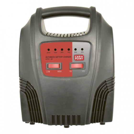 Chargeur de batterie CarPoint 6 12 Volts 8-44 Ah 8 Ampère Black