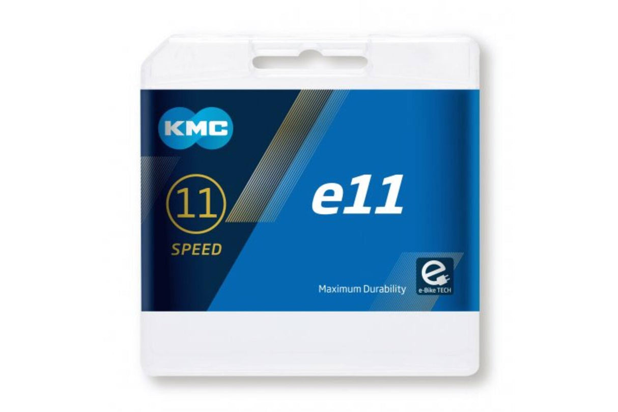 KMC E11 Hi-performance Triple X-Durability 11-trins e-cykelkæde, 122 venstre, 5,65 mm, sølv