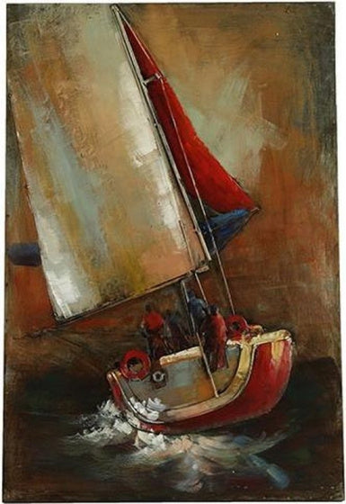 Peinture à botte en haute points 60 x 90 cm en acier brun orange