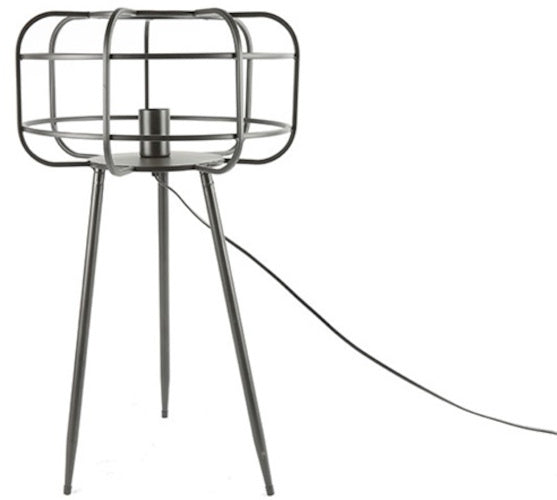 Lampe de table hugo hi-point 37 x 37 x 65 cm e27 en acier inoxydable noir