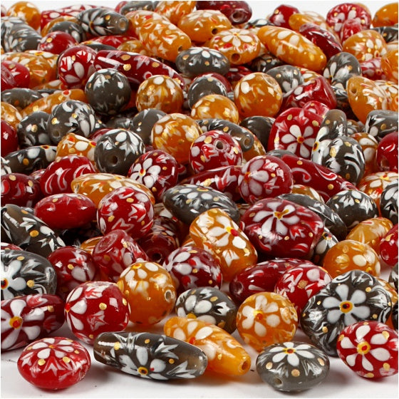 Perles Creotime 216 pièces 11 21 mm Fleurs multicolores