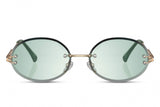 CWI Lunettes de soleil pour dames ovales Randloos Cat. 2 or vert