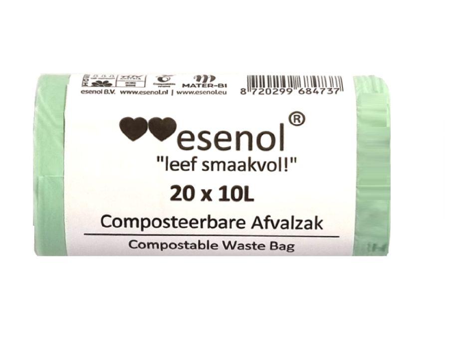 Live Tasty Esenol kompostierbare Abfallbeutel 10 Liter 1 Rolle von 20st