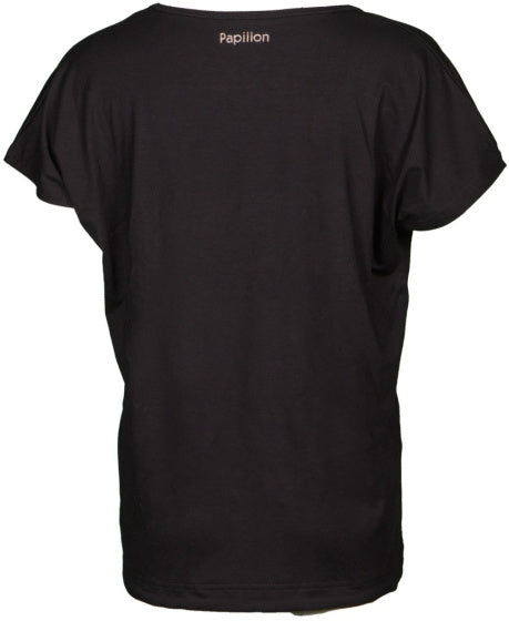 Papillon lâche en ajustement sportif rond hals dames noires taille s