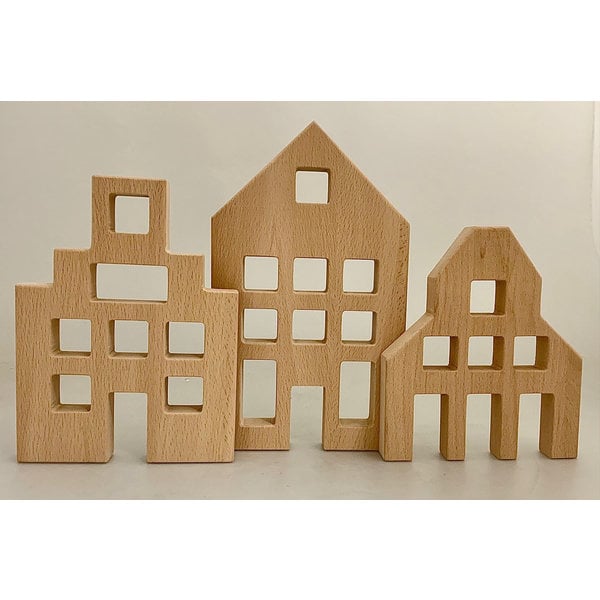 Papoose Toys Papoose Toys Dutch Wood Houses 3PC