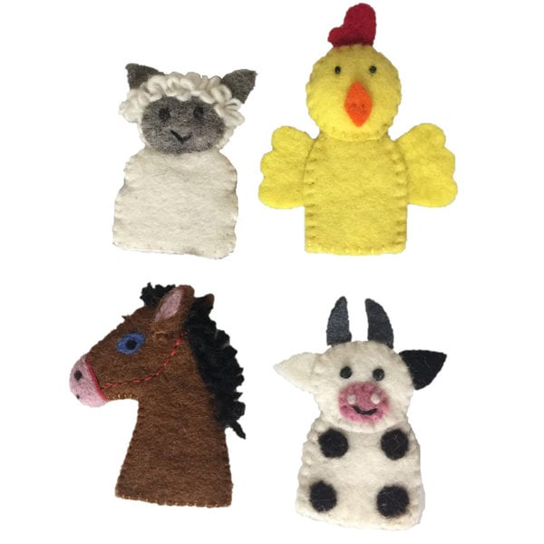 Jouets papoose Papoose Toys Farm Animal Dinger Puppets 4pc