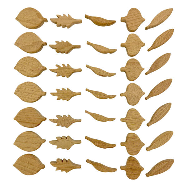 Papoose Toys Papoose Toys Mini Shaps Natural Leaf Shaps 35pc