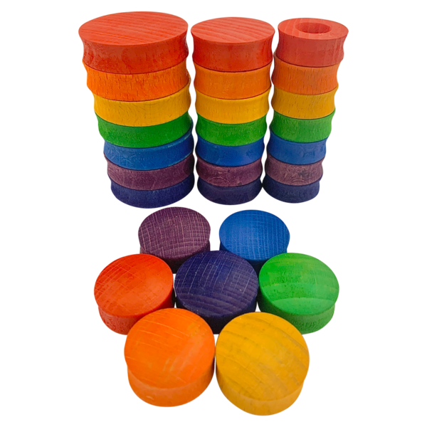 Papoose Toys Papoose Toys Mini Rainbow Rounds 28pc