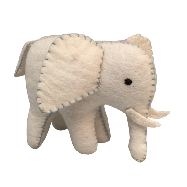 Papoose Toys Papoose Toys White Elephant Blue Stitching