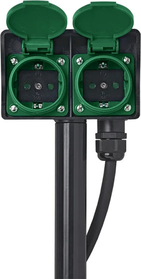 Proplus Garden Socket Schuko 2 fois 2 mètres 3x2,5 mm² noir