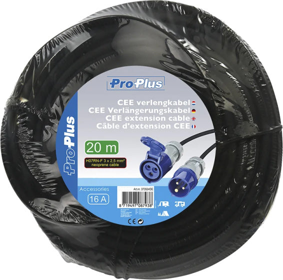Câble d'extension Proplus CEE 20 mètres 3x2,5 mm² bleu noir