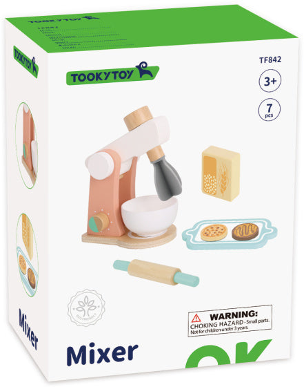 Toky jouet en bois mélangeur de cuisine avec accessoires 7 pièces