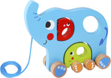 Toky Toky Elephant Wood Trek Figure 18 mois Blue 3 pièces