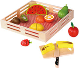Boîte à fruits en bois jouet toky avec fenêtre de coupe 21 pièces