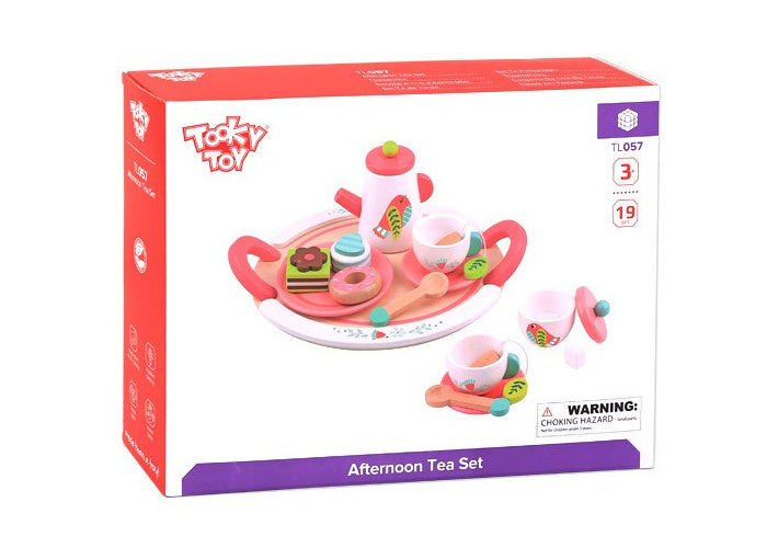 Toky jouet en bois force de thé blanc rose blanc 19 pièces