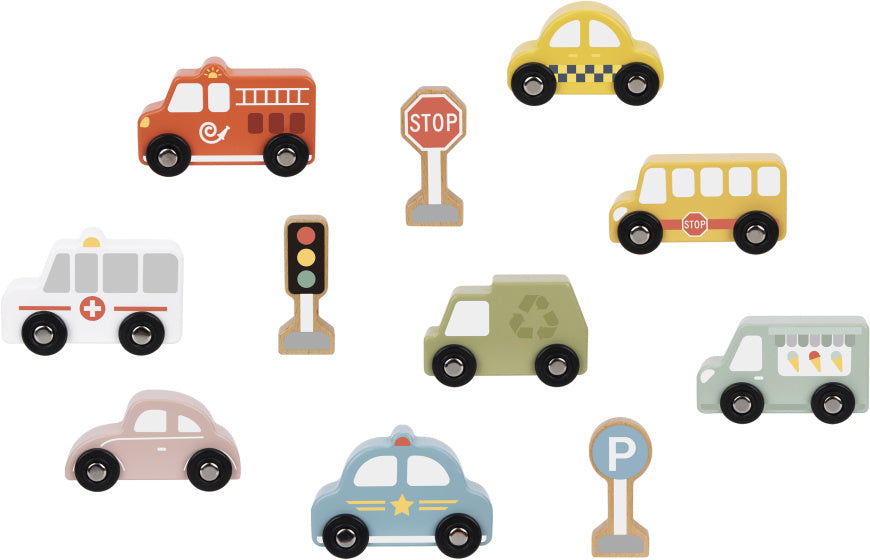 Toky jouet en bois et panneaux de panneaux de signalisation 12 pièces