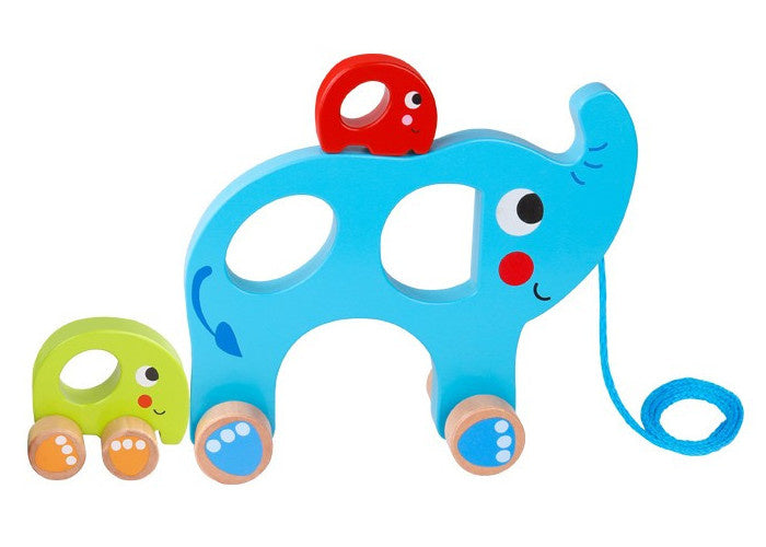 Toky Toky Elephant Wood Trek Figure 18 mois Blue 3 pièces