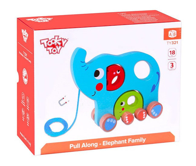 Toky Toky Elephant Wood Trek Figure 18 mois Blue 3 pièces