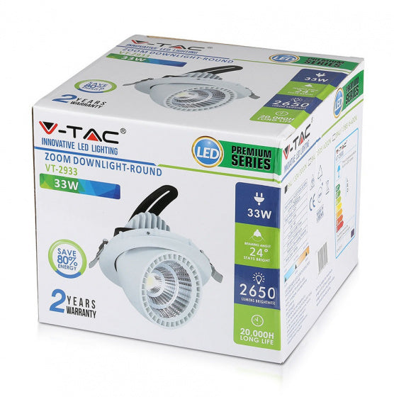 V-TAC Rec noté VT-2933 LED 2650 LUMEN 16,5 cm Aluminium blanc