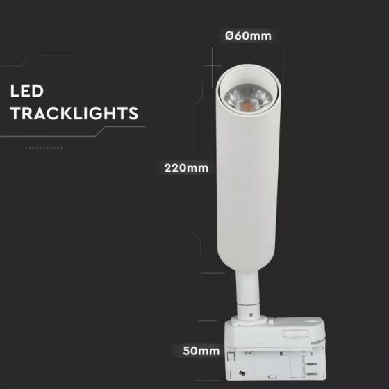V-Tac RailSpot VT-420 22 x 6 cm 3000K 1600lm IP20 Aluminium blanc