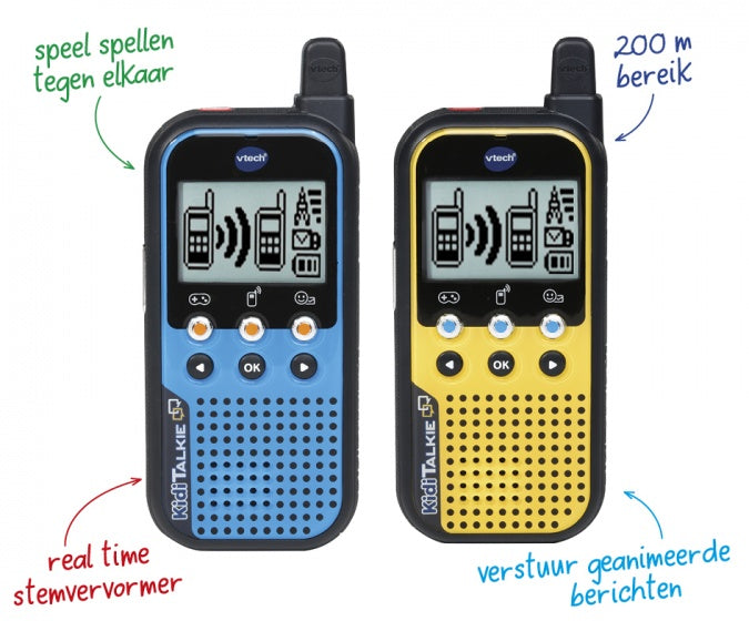 Vtech walkie talkie kiditalkie 27,9 cm bleu jaune 2 pièces