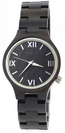 Vague hawaii watch citoyen miyota dames 3,5 cm de bois noir