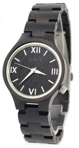 Vague hawaii watch citoyen miyota dames 3,5 cm de bois noir