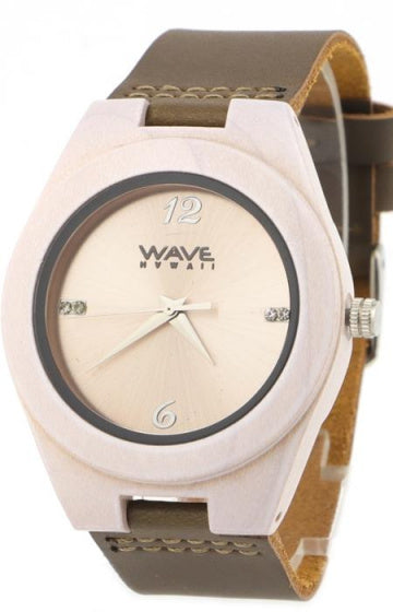 Vague hawaii watch citoyen miyota hommes 4 cm en cuir en cuir blanc marron blanc