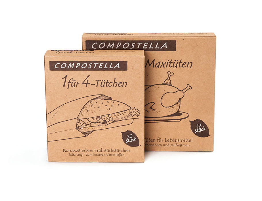 Compostela 4-an-1 frësch a späichert Taschen grouss 12 Pcs.